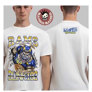 NWT NFL White LA Rams Blink-182 Graphic Tee touchdown bunny